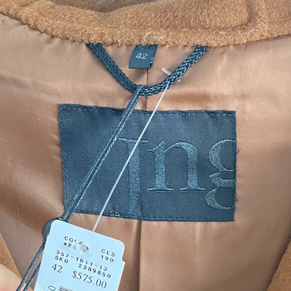 JUNGE Cinnamon Wool Blend Fur Hooded Trench Coat Fits10 - Picture 7 of 16